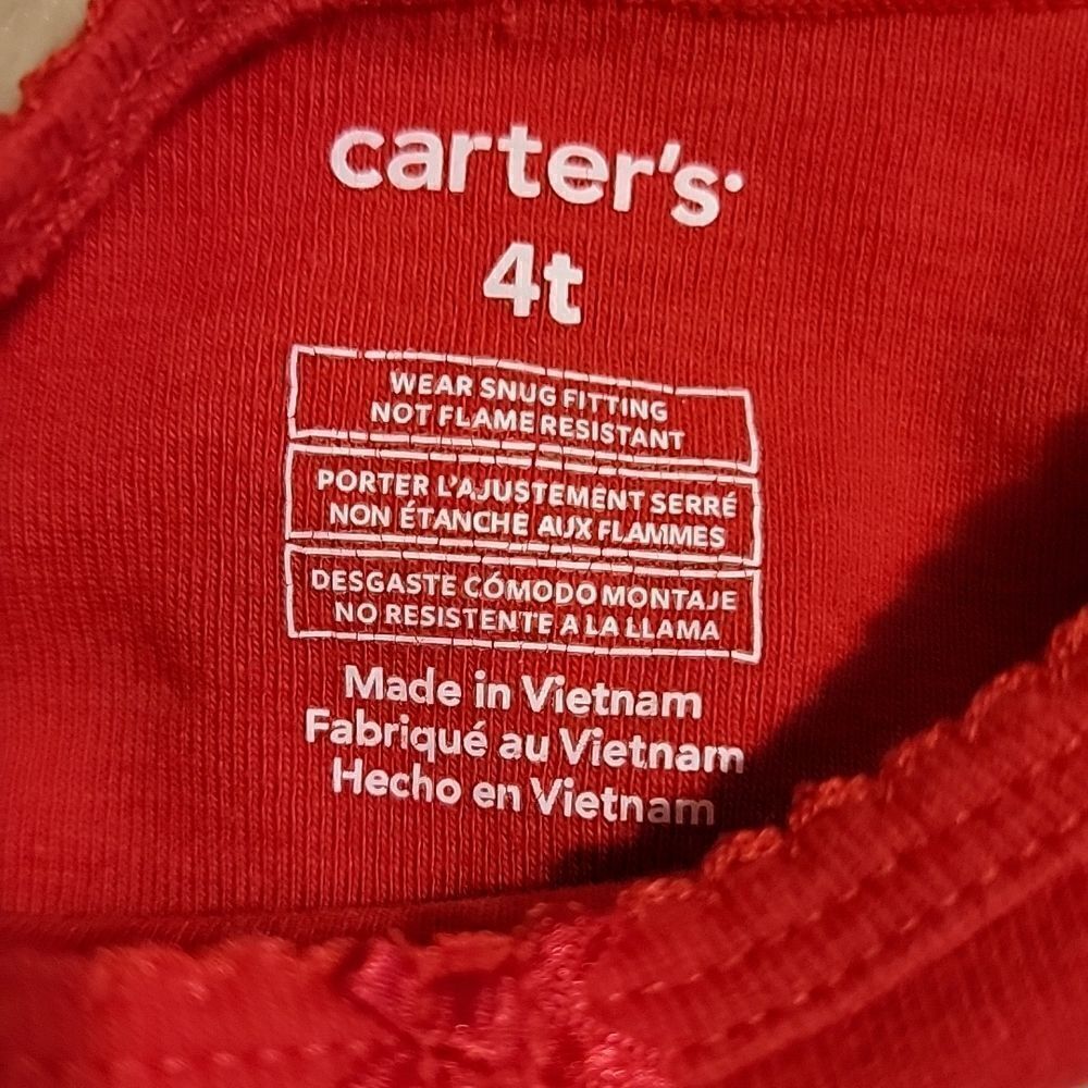 GIRL'S CARTER'S 2-PIECE RED AND GRAY SNOWMEN PAJAMAS, SIZE 4T - Picture 4 of 8